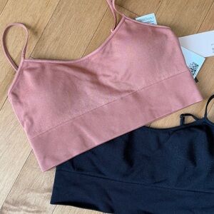 Low back yoga bra set (pink and black)